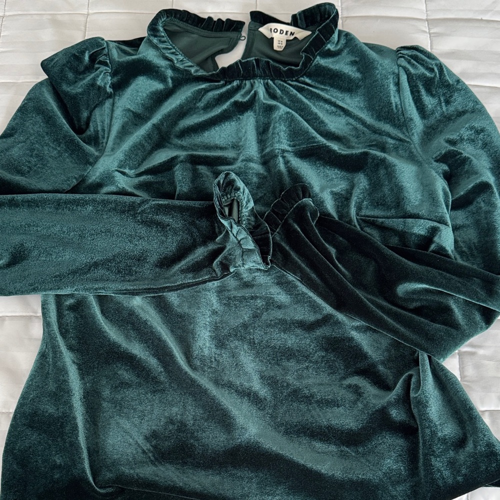Boden Teal Velvet Women's Blouse